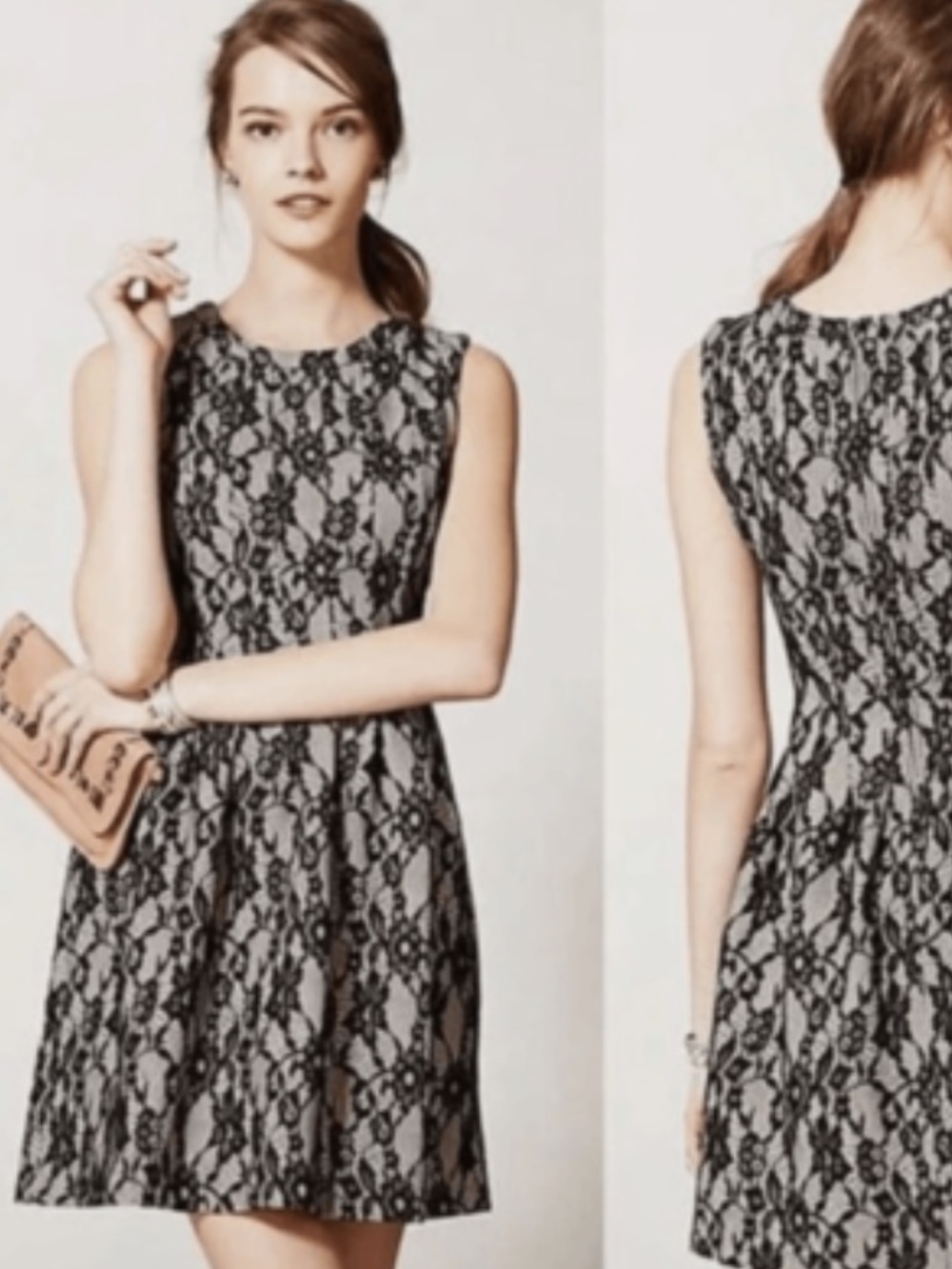 Anthropologie HD In Paris Black Violante Lace Fit & Flare Dress